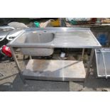 Stainless steel commercial sink unit with under shelf