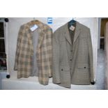 Two gents check woollen jackets, approx. 43"/44" chest size.