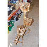 Bamboo three plant stand plus a single plant stand.