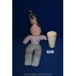 A fabric WWII 1940's doll made by a prisoner of war that 'lived on the farm',