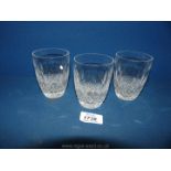 Three small Waterford water Glasses.