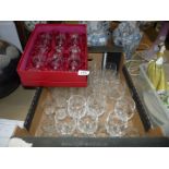 A quantity of cut glass including wine and whisky glasses,