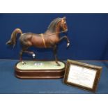 A Royal Worcester Doris Lindner Hackney stallion horse figure on plinth, 11" tall from base to top,