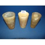 Three horn beakers, 5'' tall.