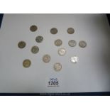 Fourteen sixpences dated 1902 - 1964.