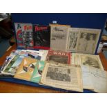 Two boxes of WWII aviation booklets, magazines and charts to include; The Aeroplane Spotter, Flight,