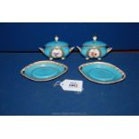 A pair of attractive miniature novelty tureens on stand,