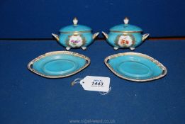 A pair of attractive miniature novelty tureens on stand,