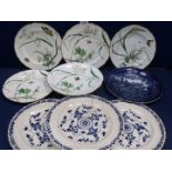 A quantity of china to include; four Minton butterfly plates and one serving dish,