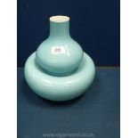 A large Middle Kingdom BoJia Chinese porcelain vase, 11 1/2" tall in turquoise colour.