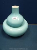 A large Middle Kingdom BoJia Chinese porcelain vase, 11 1/2" tall in turquoise colour.