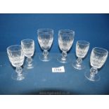 Four cut glass Waterford shot glasses and two port glasses