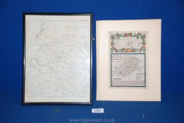 A Map on canvas of rivers and roads by L. Stockdale, 1794 and a road map of Montgomery.