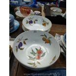 A Royal Worcester Evesham pie plate and two dishes.