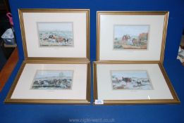 A set of four Cash's limited edition pictures depicting coaching scenes "The four seasons",