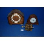 A Bentima mantle clock case with Roman numerals, workings are separate,