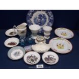 A quantity of china to include; assorted Wedgwood urns, Royal Worcester pin dish, Royal Doulton,