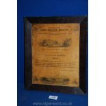 A Marlborough District Agricultural Association Certificate of Merit, on vellum,
