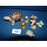 A small quantity of Wade animals to include a Wade Tortoise, Dachie Whimsie, Walt Disney fish, pig,