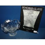 A book "Bohemian Glass" and vintage glass Bowl