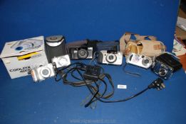 A quantity of Cameras including a boxed Nikon CoolPix 4800 and Nikon Zoom 500 a Sony Cybershot,