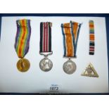 A set of WWI medals belonging to S.J.T. B.H. Spear service number: 4795 of the 8th London Regiment.