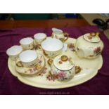 A superb Royal Worcester blush ivory Teaset comprising of; teapot, sucrier, slop bowl, jug,