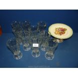 A set of ten "Knickerbocker Glory" Dishes and a plated cake stand