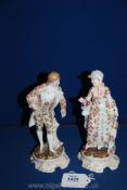 A late 19th century pair of porcelain figures of a lady and gentleman in 18th century dress,