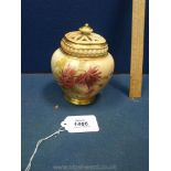 A Royal Worcester blush ivory pot pourri Jar with pierced lid, date code for 1911,no. 1314.