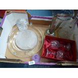 A quantity of glass including a boxed pair of Schott wine glasses, a Violetta decanter,