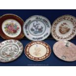 A quantity of plates to include; oriental Adams Tun stall plate 1884, oriental Copeland/Late Spode,