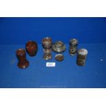 A quantity of Cornish serpentine lidded pots, vases, etc.