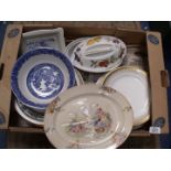 A quantity of Plates to include Royal Worcester Chantilly, Woods & Son, Evesham, Hampton meat plate,
