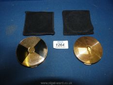 A Stratton compact in gold colour with cover and one other with Art Deco design.