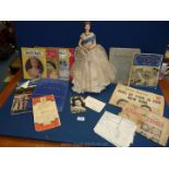 A signed autograph by Margaret Lockwood and a Queen plaster doll and memorabilia.