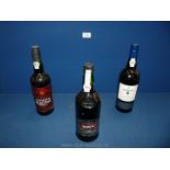 Three bottles of Port including Warre's 1992, Morgan Charter Ruby and Dow's 1990.
