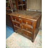 A good Oak Chest of Jacobean design, the three long drawers having double recessed,