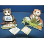 Two Border Fine Arts Comic Curious Cats: 'Perfume Bottle' and 'Fat Cat'.