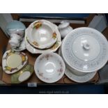 A quantity of china to include; Royal Doulton 'Arabesque' tureens and meat plate, Meakin fruit set,