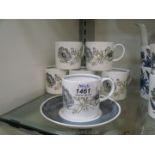 Six Susie Cooper 'Glen Mist' pattern coffee cans and saucers.