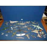 A quantity of model lead and plastic aeroplanes by Dinky, Palitoy, etc.