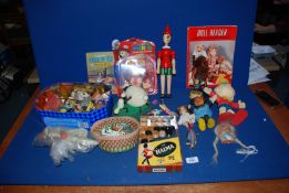 A quantity of toys to include; Noddy, Minnie Mouse, Super Mario, miniature animals, etc.