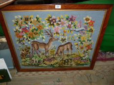 A tapestry of deer and flowers. 70 cm x 85 cm.