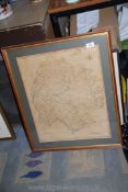 A framed and mounted Map of Herefordshire published by John Stockdale, engraved by J.