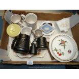 A box of china to include L & Sons, Hanley six side plates and one long plate,