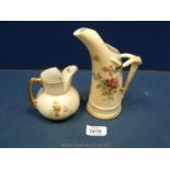 A Royal Worcester blush ivory tusk Jug, date code for 1892, RN 37112,