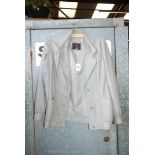 A grey leather Jacket, three button front by Wallace Socks, size 12.