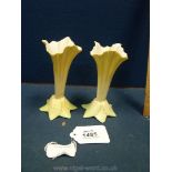 A pair of Royal Worcester Grainger 365 leaf bud vases, date code for 1907, G365, 6021,