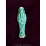 An ancient Egyptian Faience shabti, late period and most probably 26th dynasty,